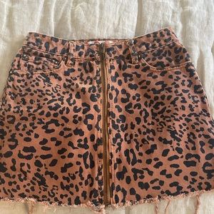Free People cheetah denim skirt